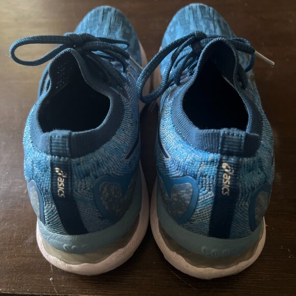 ASICS Women's Gel-Nimbus 23 Knit Running Shoes, Size 9 Grey Floss/MAKO Blue - Picture 4 of 11